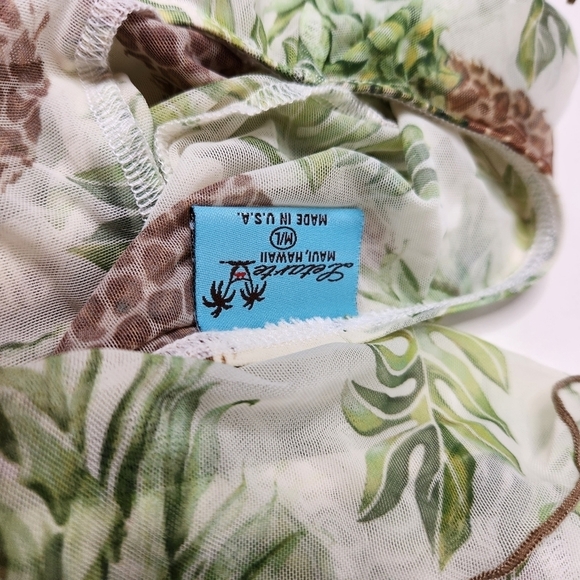 Letarte Pineapple Print Swim Coverup - Green and Brown - Picture 4 of 5